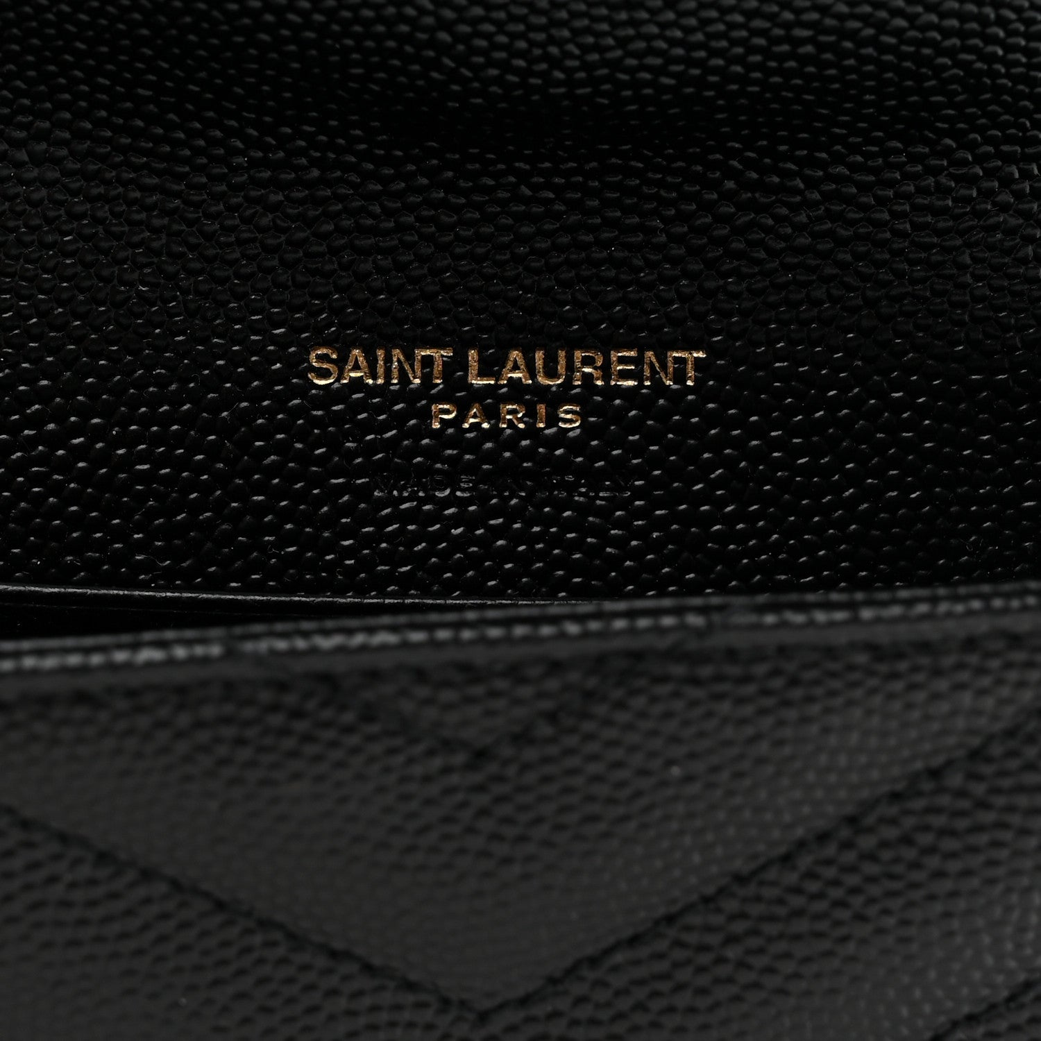 Saint Laurent Grain De Poudre Matelasse Chevron Small Monogram Envelope Wallet Black 6 of 7