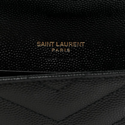 Saint Laurent Grain De Poudre Matelasse Chevron Small Monogram Envelope Wallet Black 6 of 7