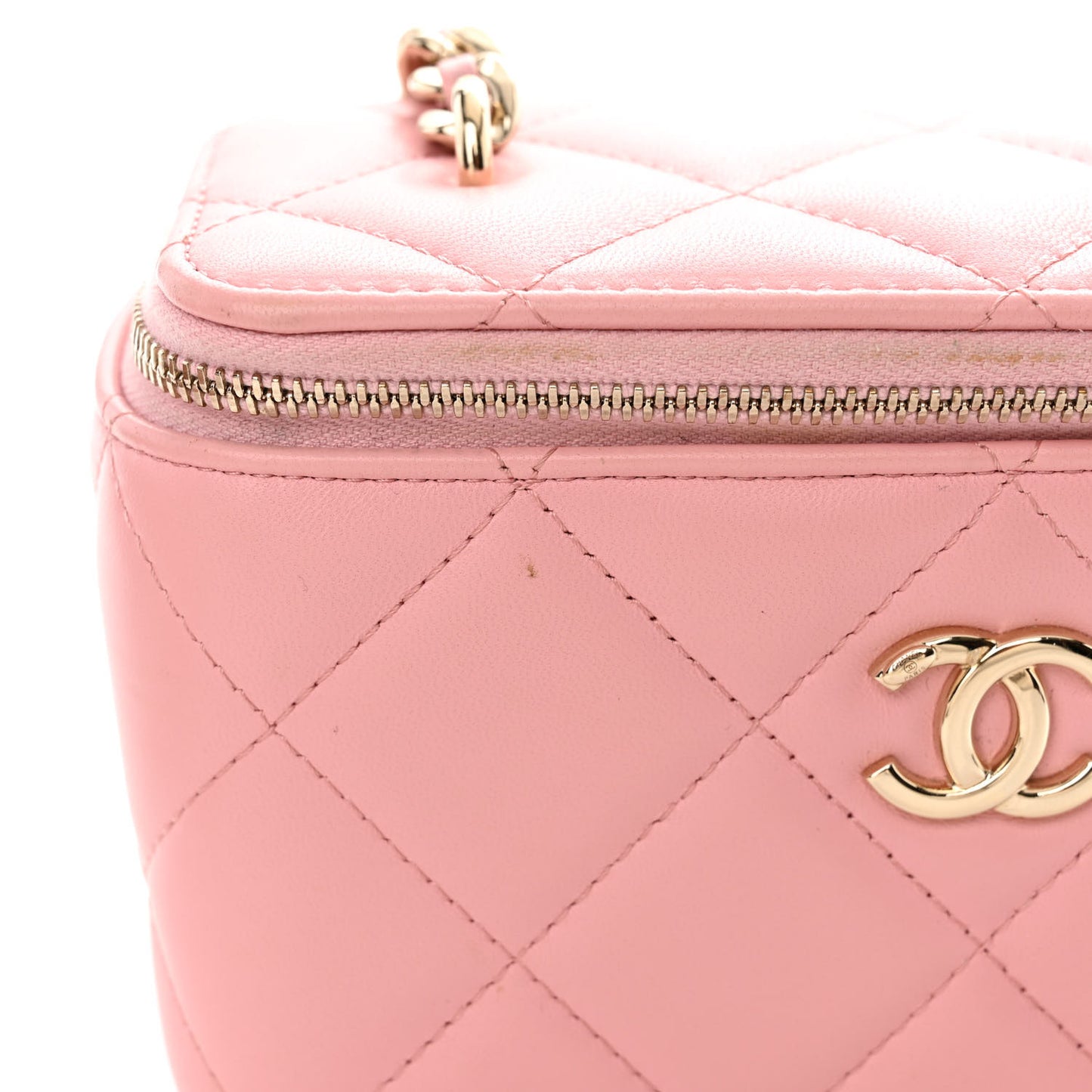 Lambskin Resin Elegant Chain Vanity Case Pink