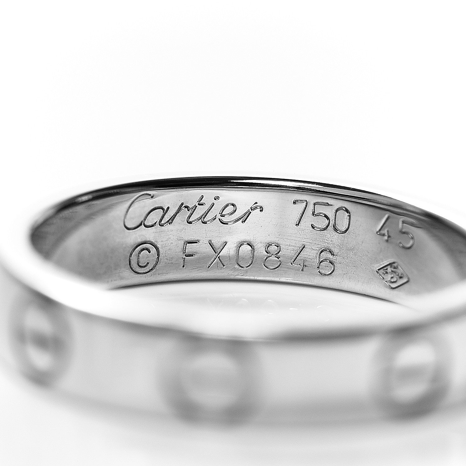 Cartier 18K White Gold 3.5mm LOVE Wedding Band Ring 45 3.25 3 of 3