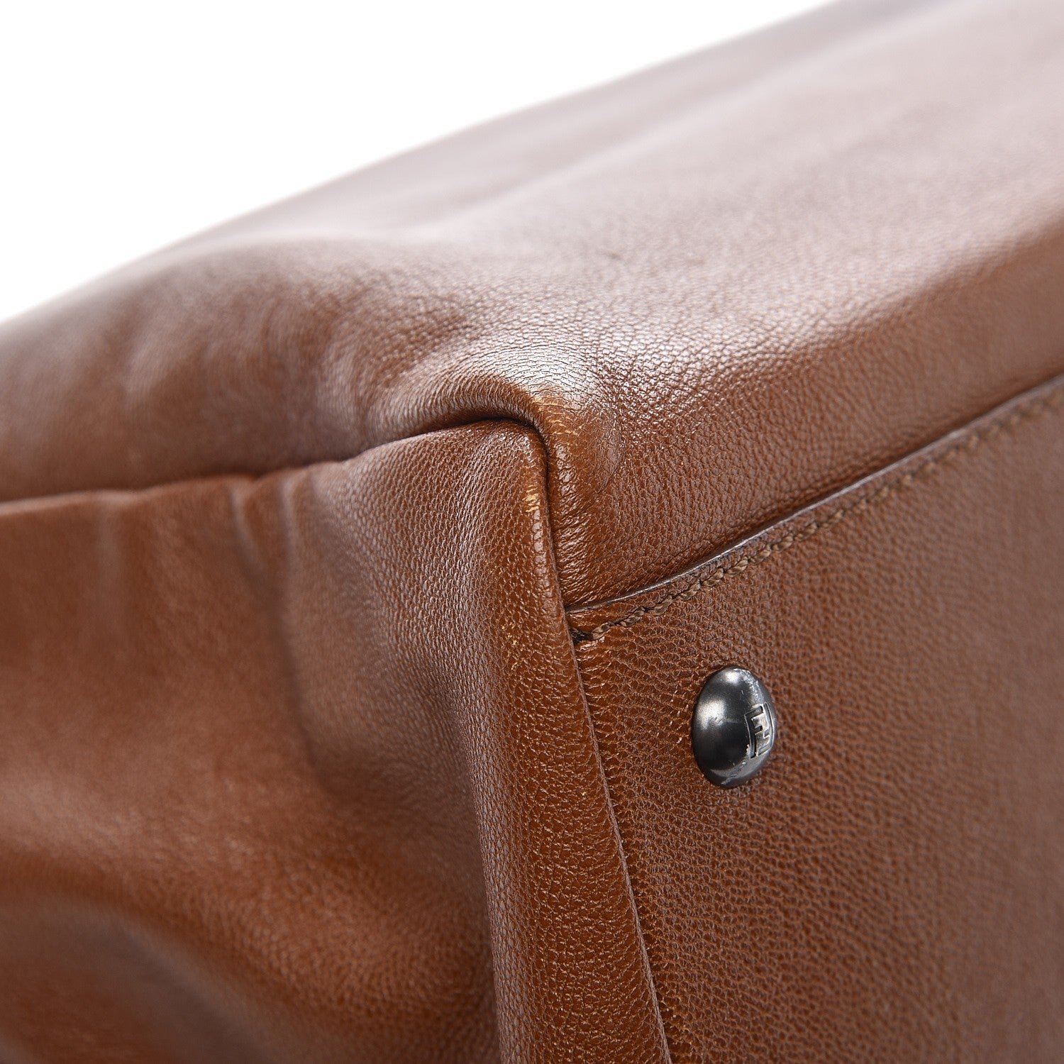 Fendi Goatskin Zucca Large Peekaboo Iconic Satchel Cuoio Tobacco Moro 9 of 24
