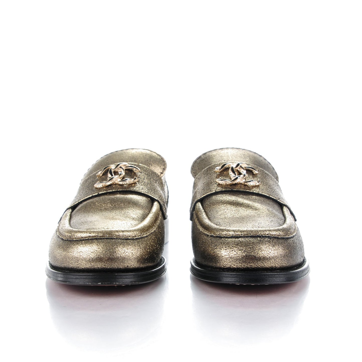 Metallic Calfskin Fantasy Loafers 35 Gold