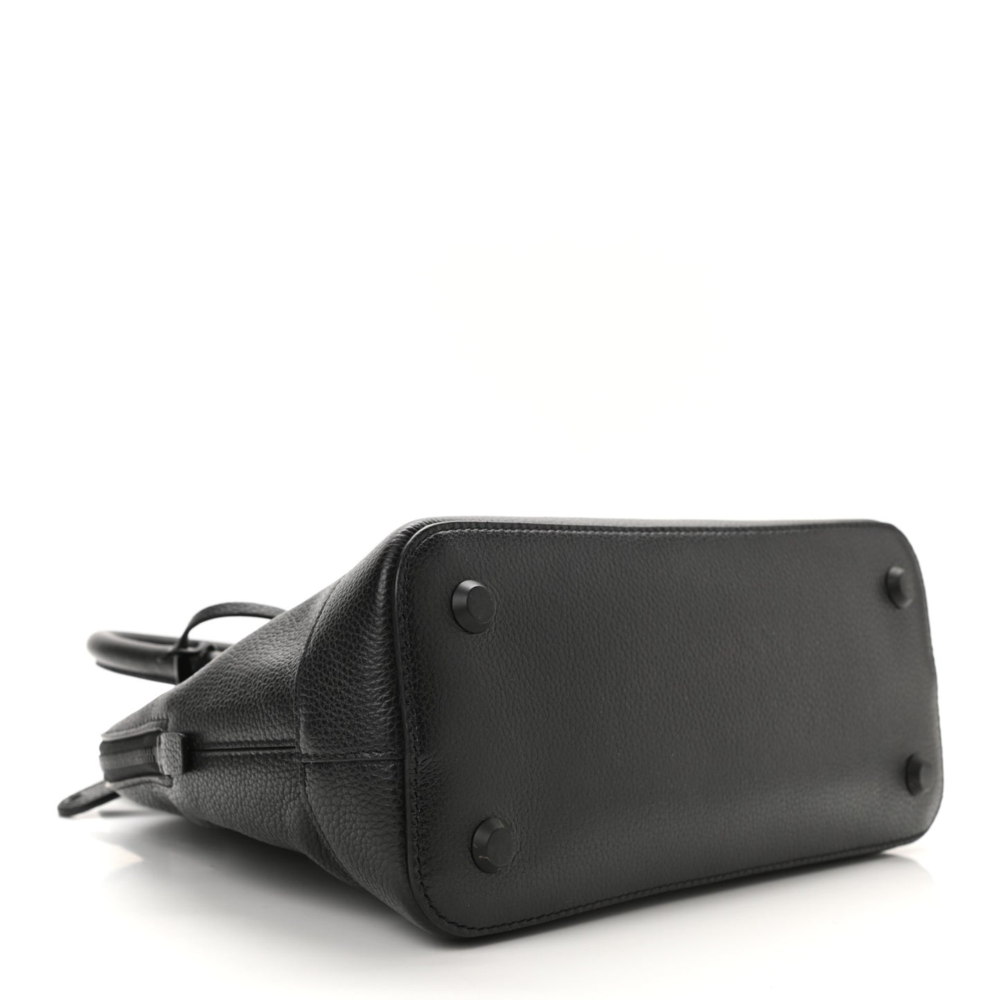 Supple Calfskin Rivet Small Ville Top Handle Bag Black