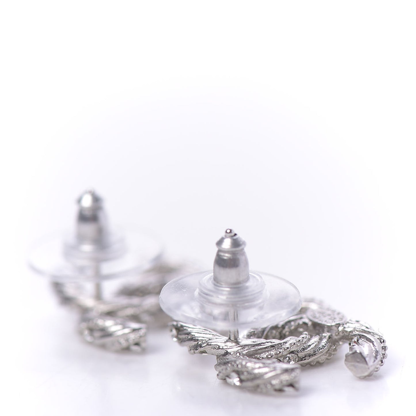 Crystal CC Twisted Earrings Silver
