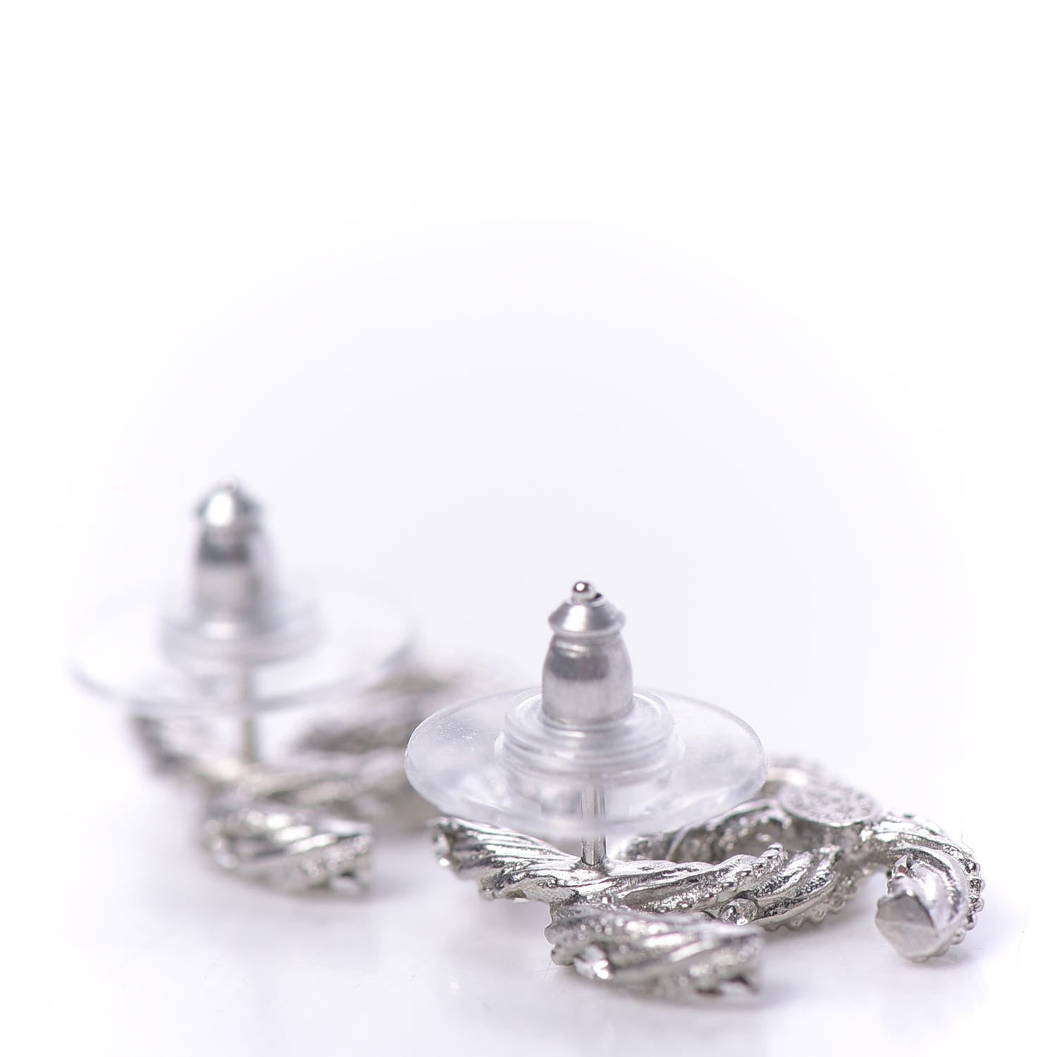 Chanel Crystal CC Twisted Earrings Silver 3 of 6