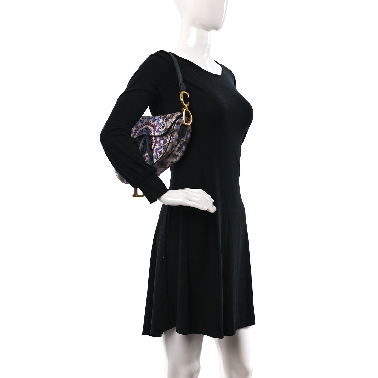 Canvas Embroidered Kaleidiorscopic Saddle Bag Blue Multicolor