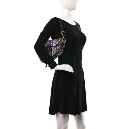 Christian Dior Canvas Embroidered Kaleidiorscopic Saddle Bag Blue Multicolor 2 of 12