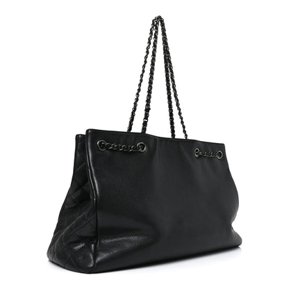 Chanel Metallic Grained Calfskin Woven Chain Large Shopping Bag Black 3 of 10