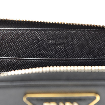 Prada Saffiano Metal Zip Around Wallet Black 6 of 10