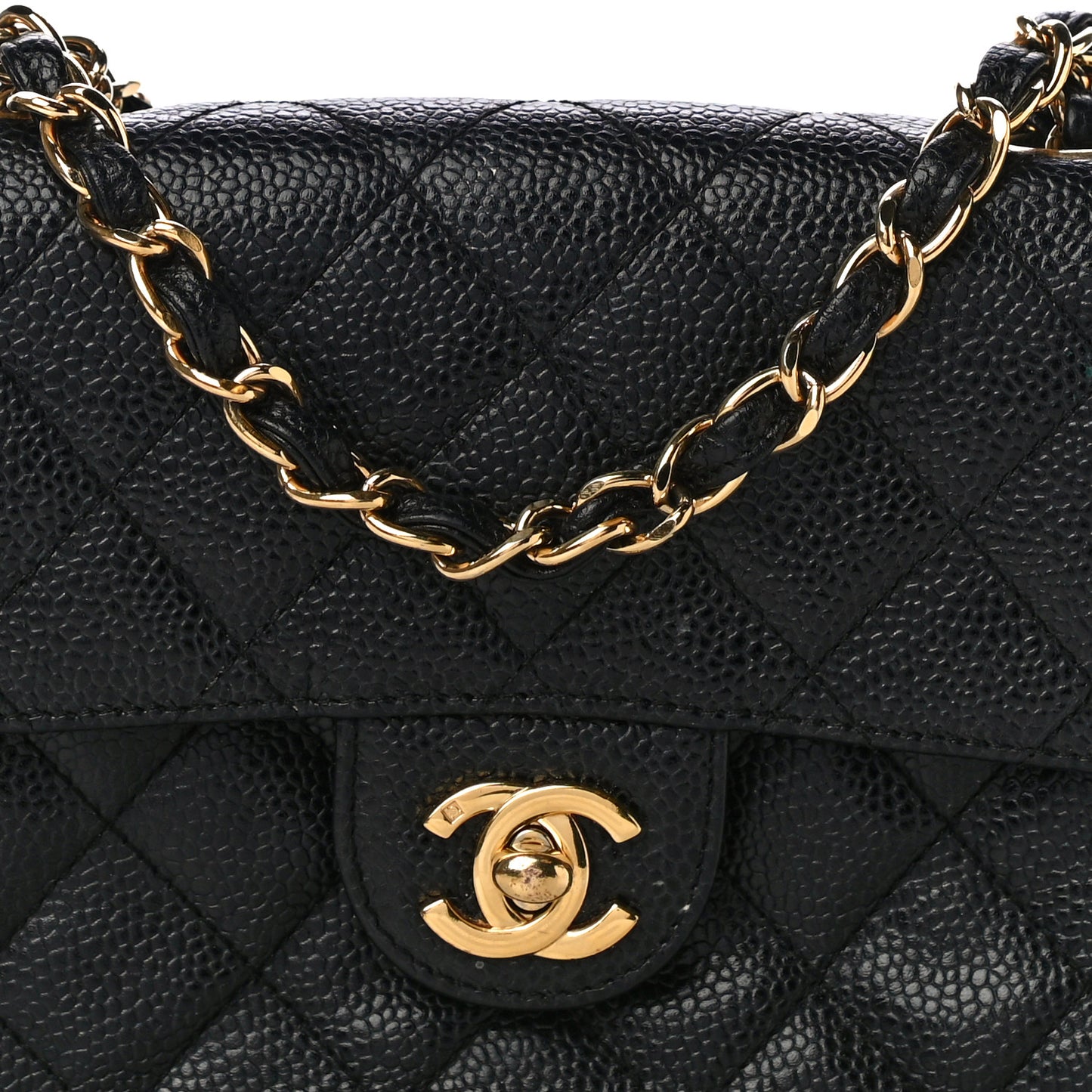 Caviar Quilted Mini Square Flap Black