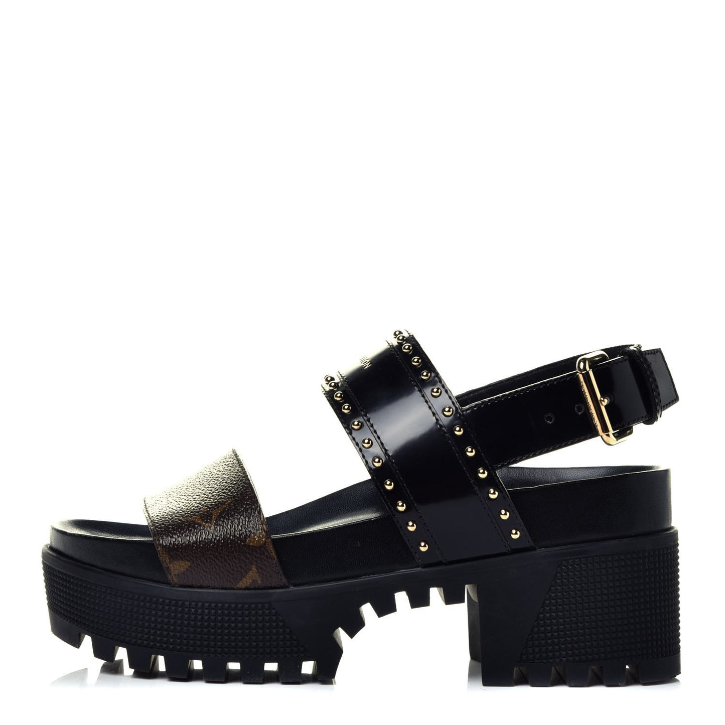 Calfskin Monogram Laureate Platform Sandals 36 Black