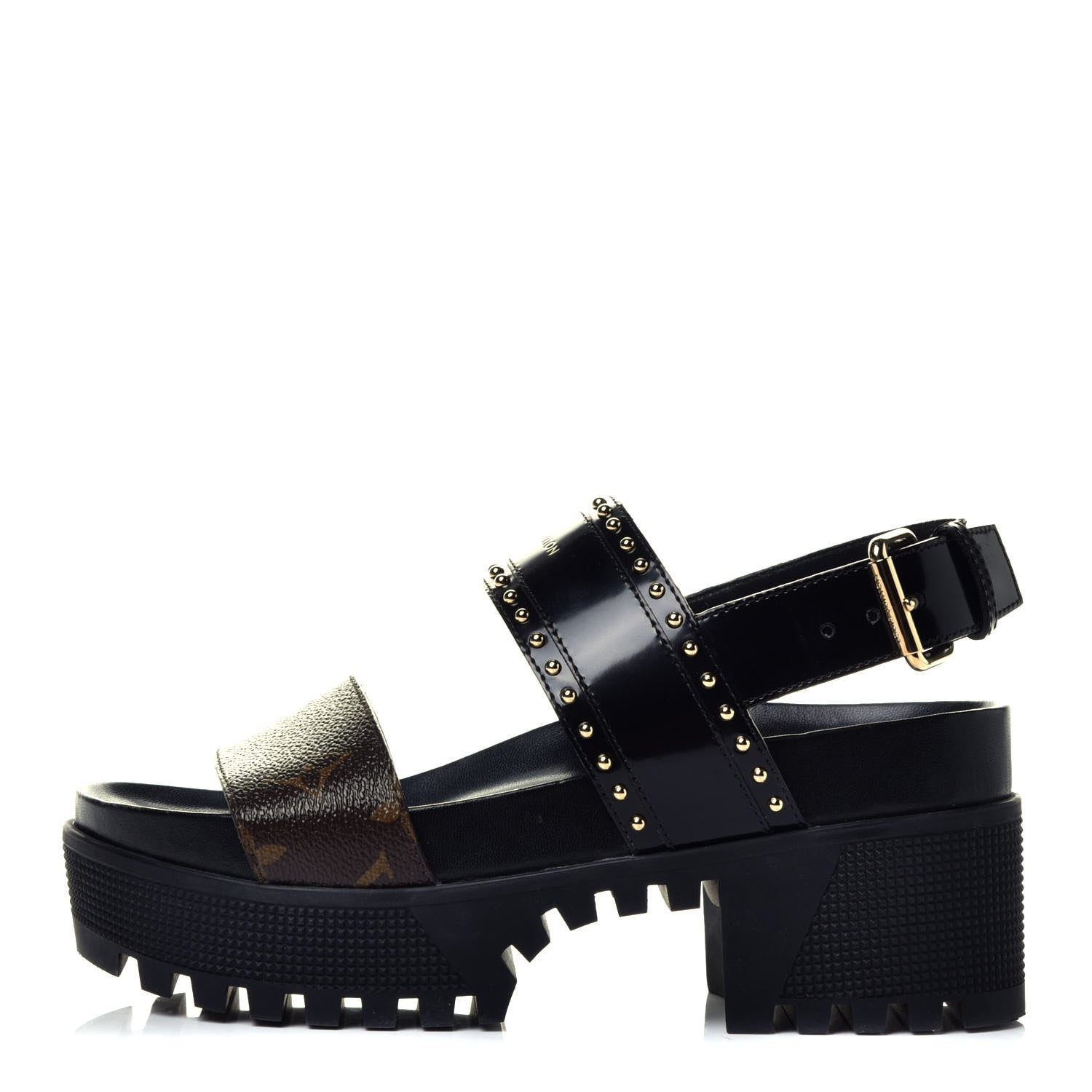 Louis Vuitton Calfskin Monogram Laureate Platform Sandals 36 Black 1 of 10