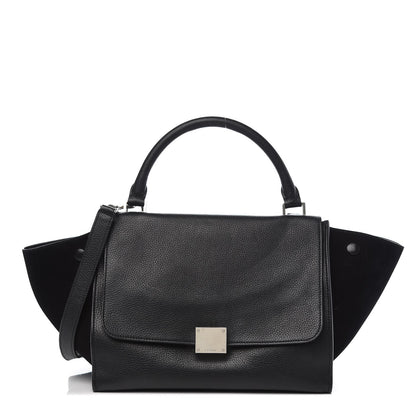 Celine Drummed Calfskin Suede Small Trapeze Black 1 of 31