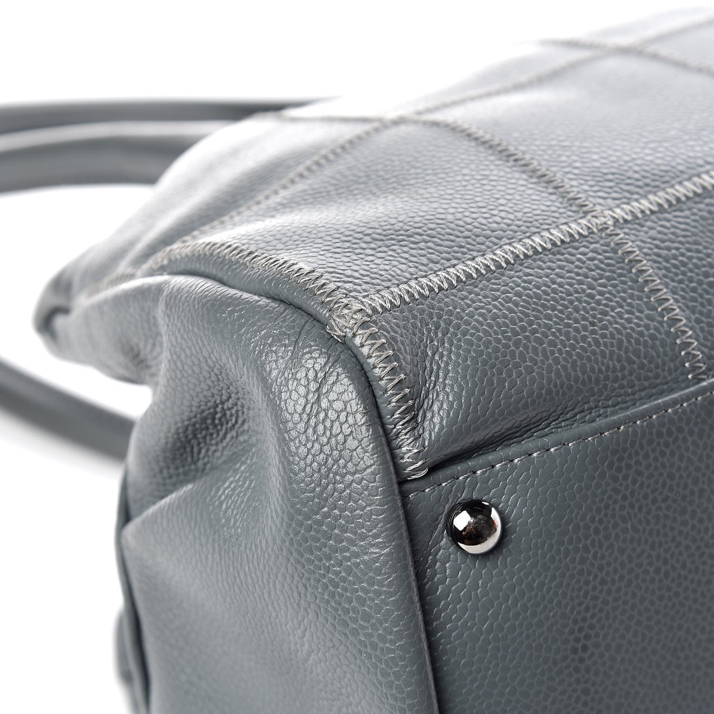 Caviar Square Stitched Medium Tote Grey