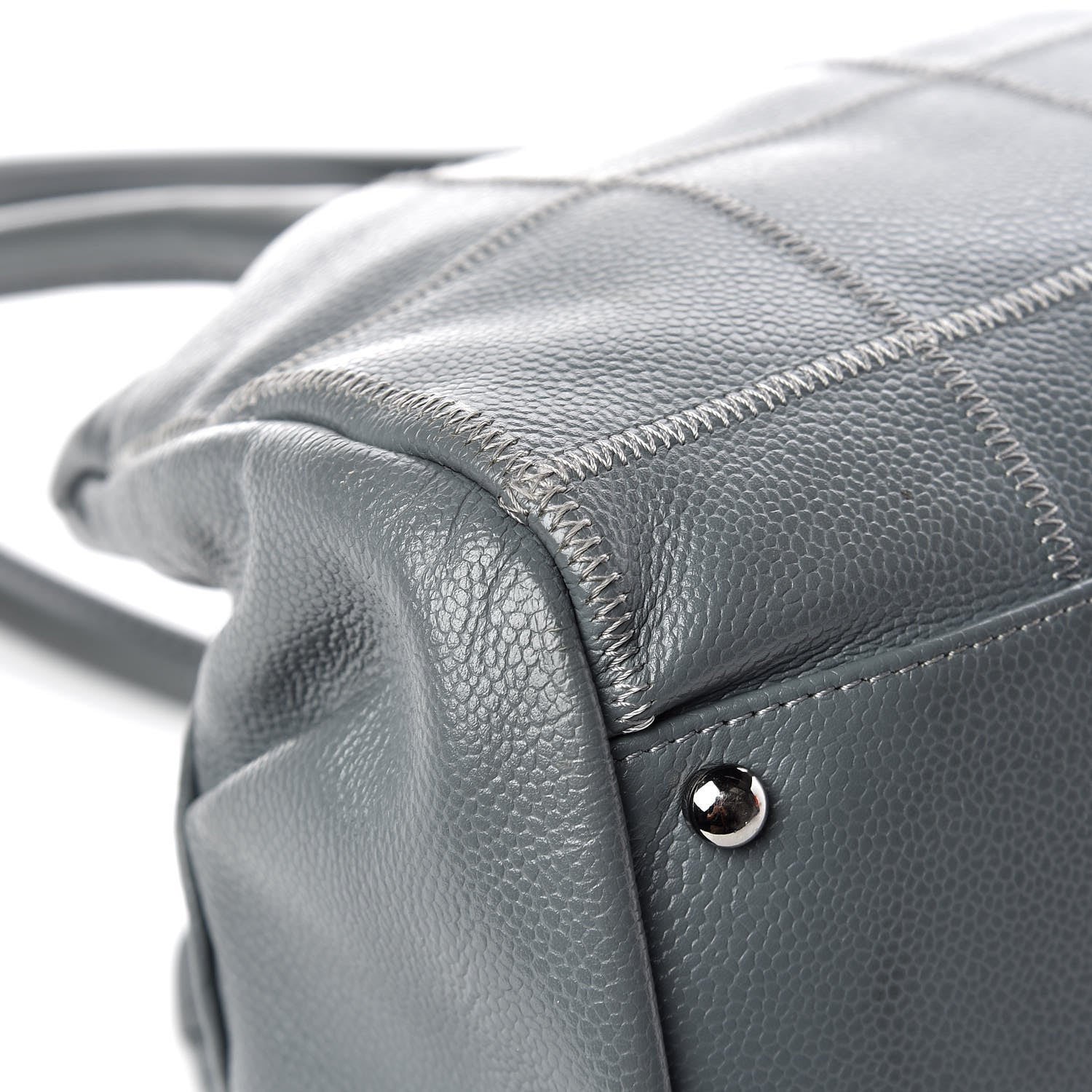 Chanel Caviar Square Stitched Medium Tote Grey 13 of 14