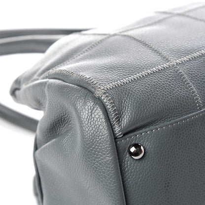 Chanel Caviar Square Stitched Medium Tote Grey 13 of 14
