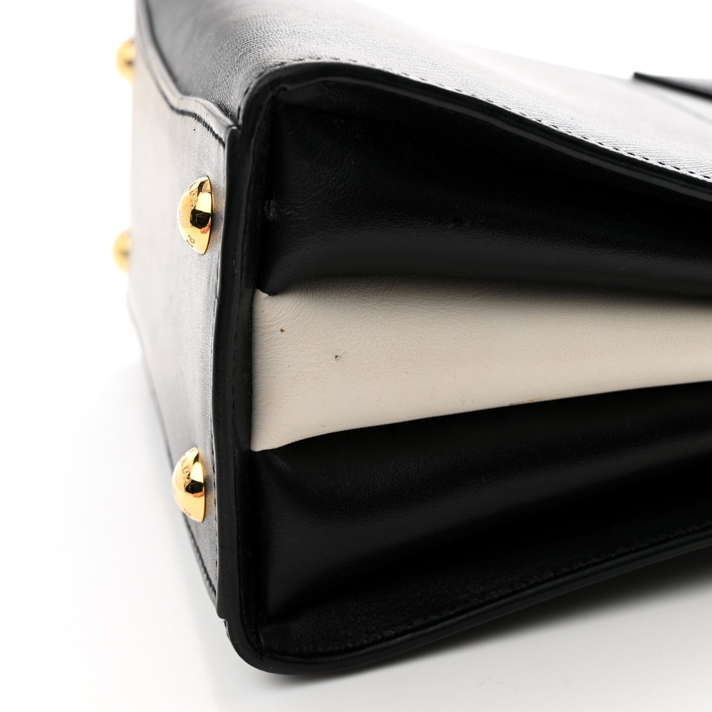 Saffiano City Calfskin Mini Bibliothèque Top Handle Black White