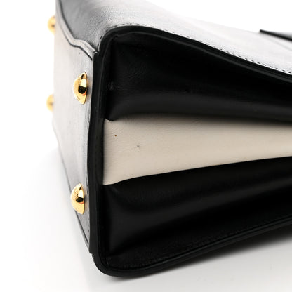 Prada Saffiano City Calfskin Mini Bibliothèque Top Handle Black White 13 of 13