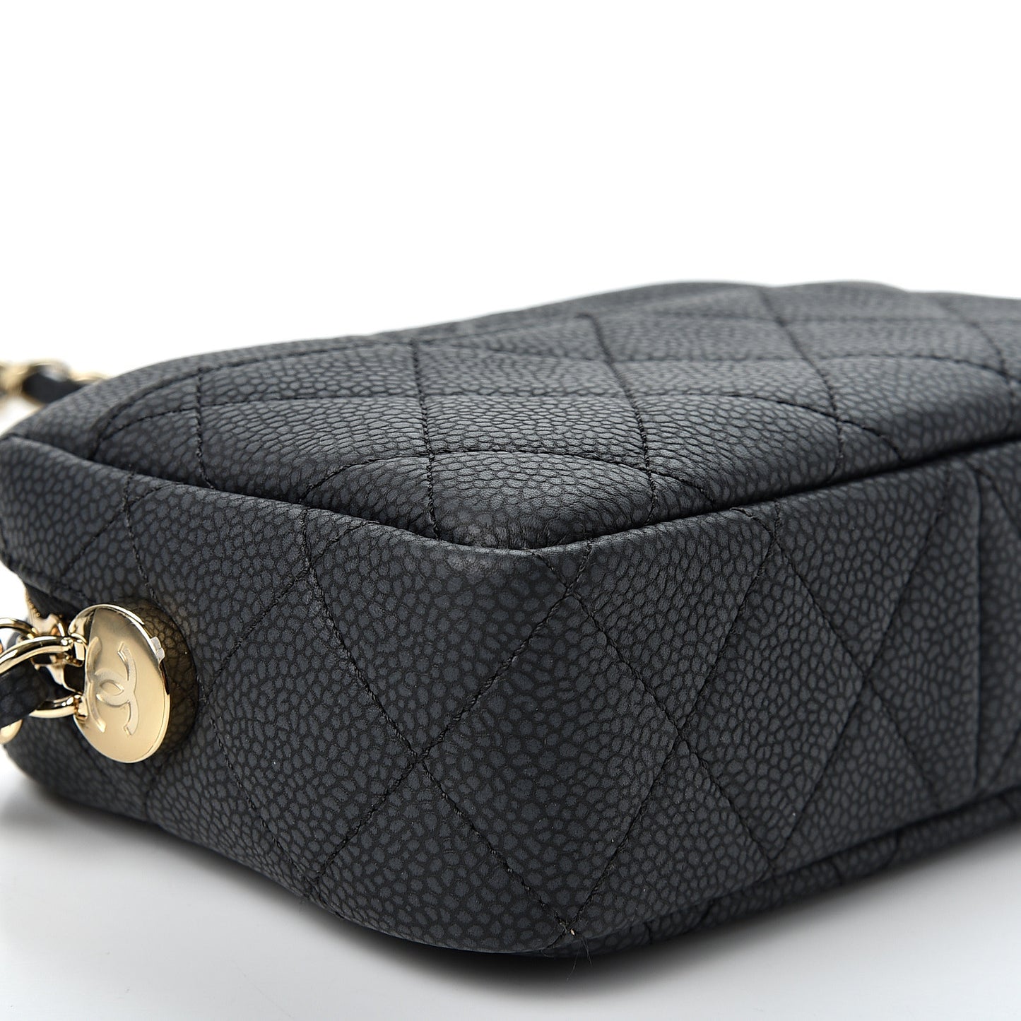 Caviar Quilted Mini Coco Tassel Camera Case Black