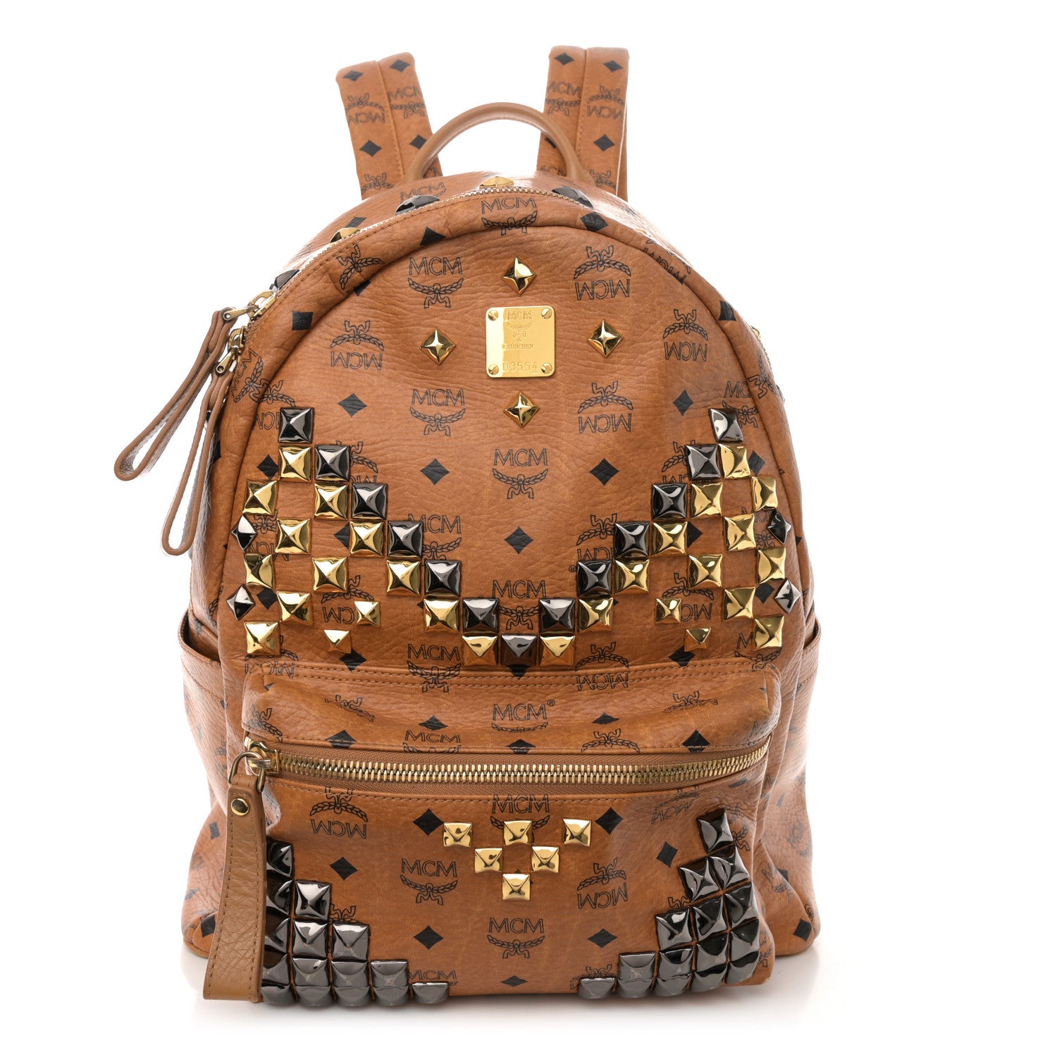 MCM Visetos Studded Medium Stark M Backpack Cognac 1 of 12