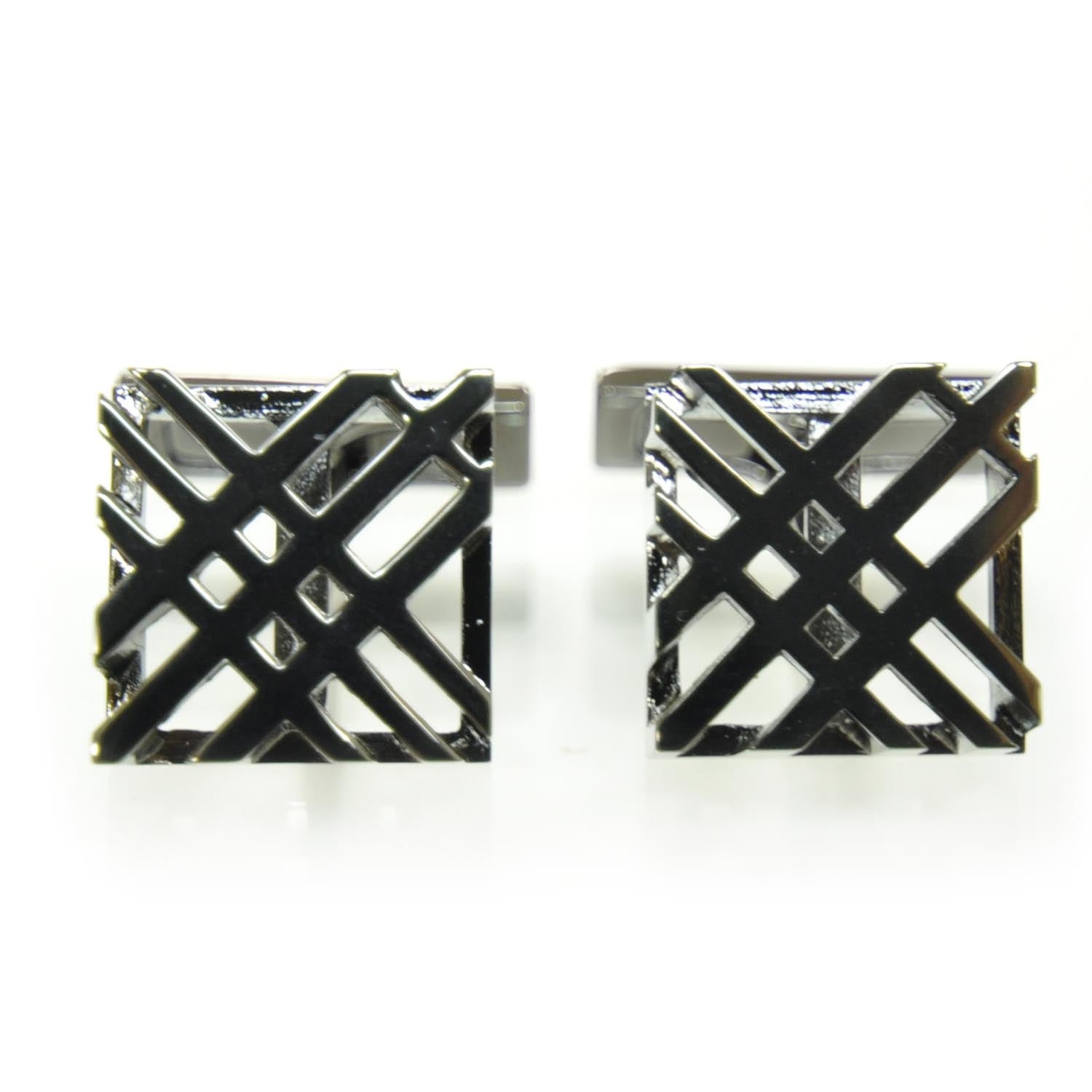 Burberry Check Cufflinks Silver 1 of 5