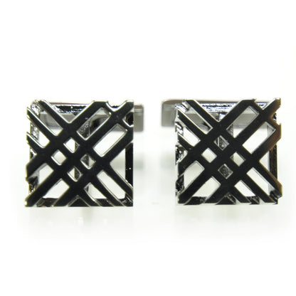 Burberry Check Cufflinks Silver 1 of 5