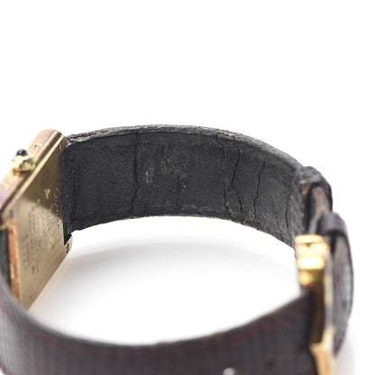 Cartier Sterling Silver Vermeil Lizard 20mm Must de Cartier Tank Quartz Watch Brown 7 of 8