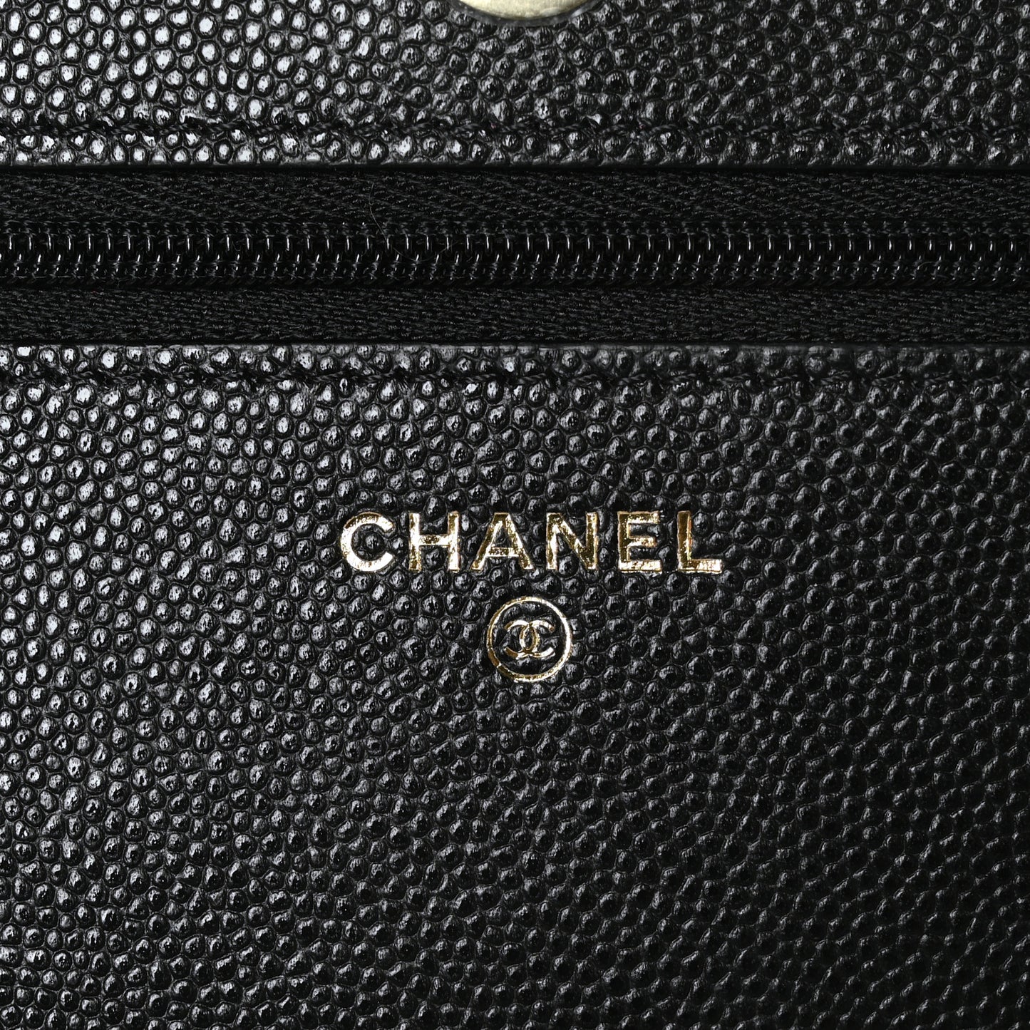 Caviar Quilted Perforated Metal CC Wallet On Chain WOC Black
