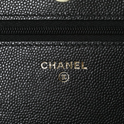Chanel Caviar Quilted Perforated Metal CC Wallet On Chain WOC Black 5 of 9