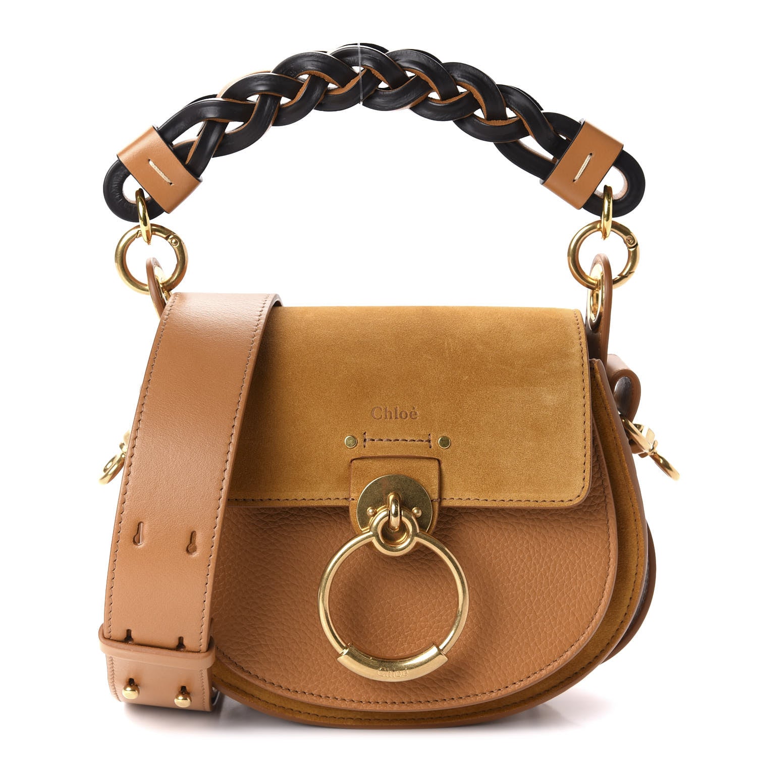 Chloe Calfskin Suede Small Braided Tess Bag Autumnal Brown 1 of 11