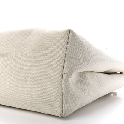 Celine Canvas Calfskin Horizontal Cabas Natural Tan 10 of 12
