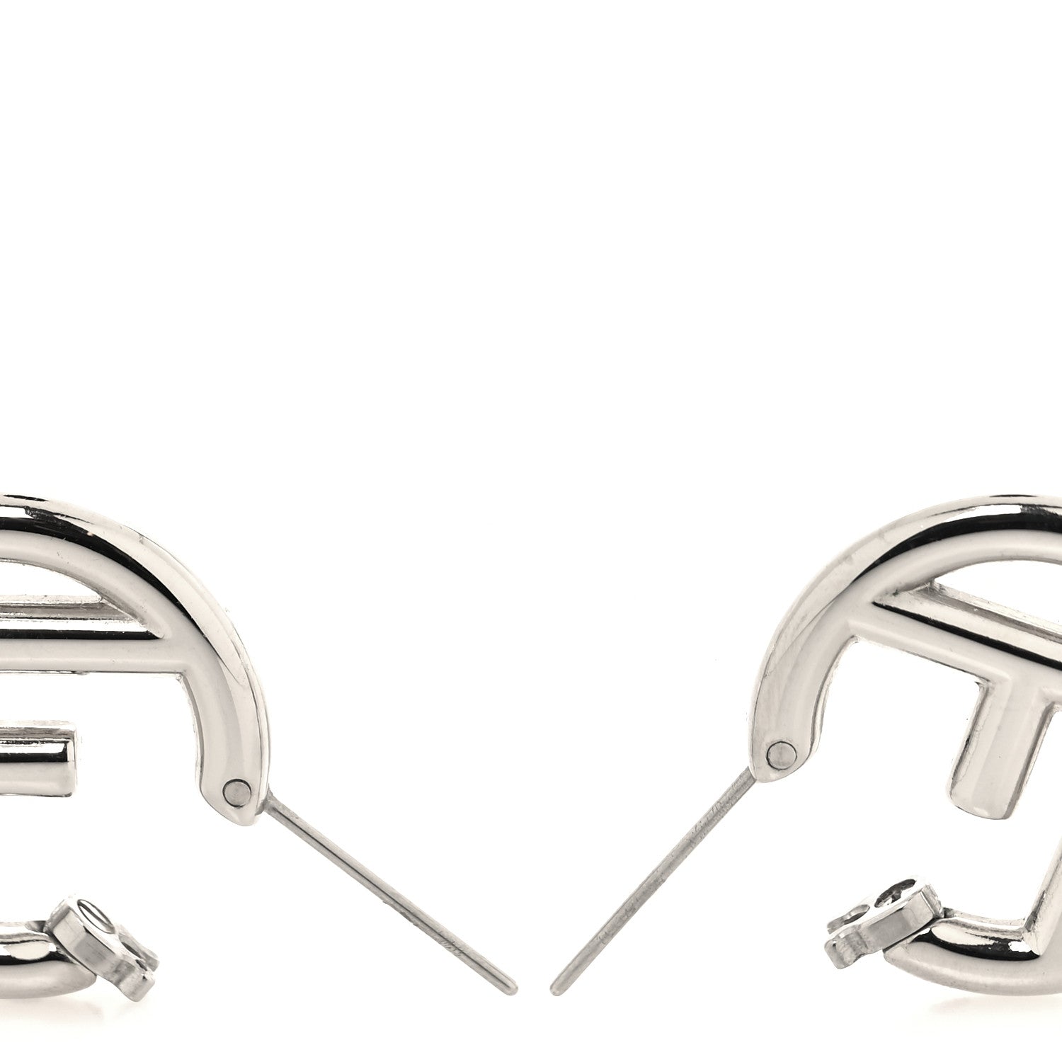 Fendi Metal FF Hoop Earrings Silver 3 of 5
