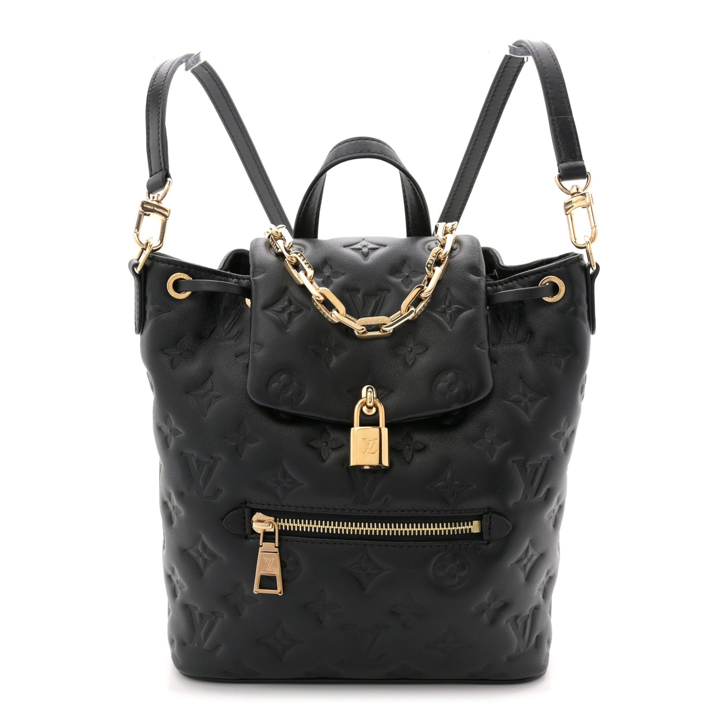 Lambskin Embossed Monogram Coussin PM Backpack Black