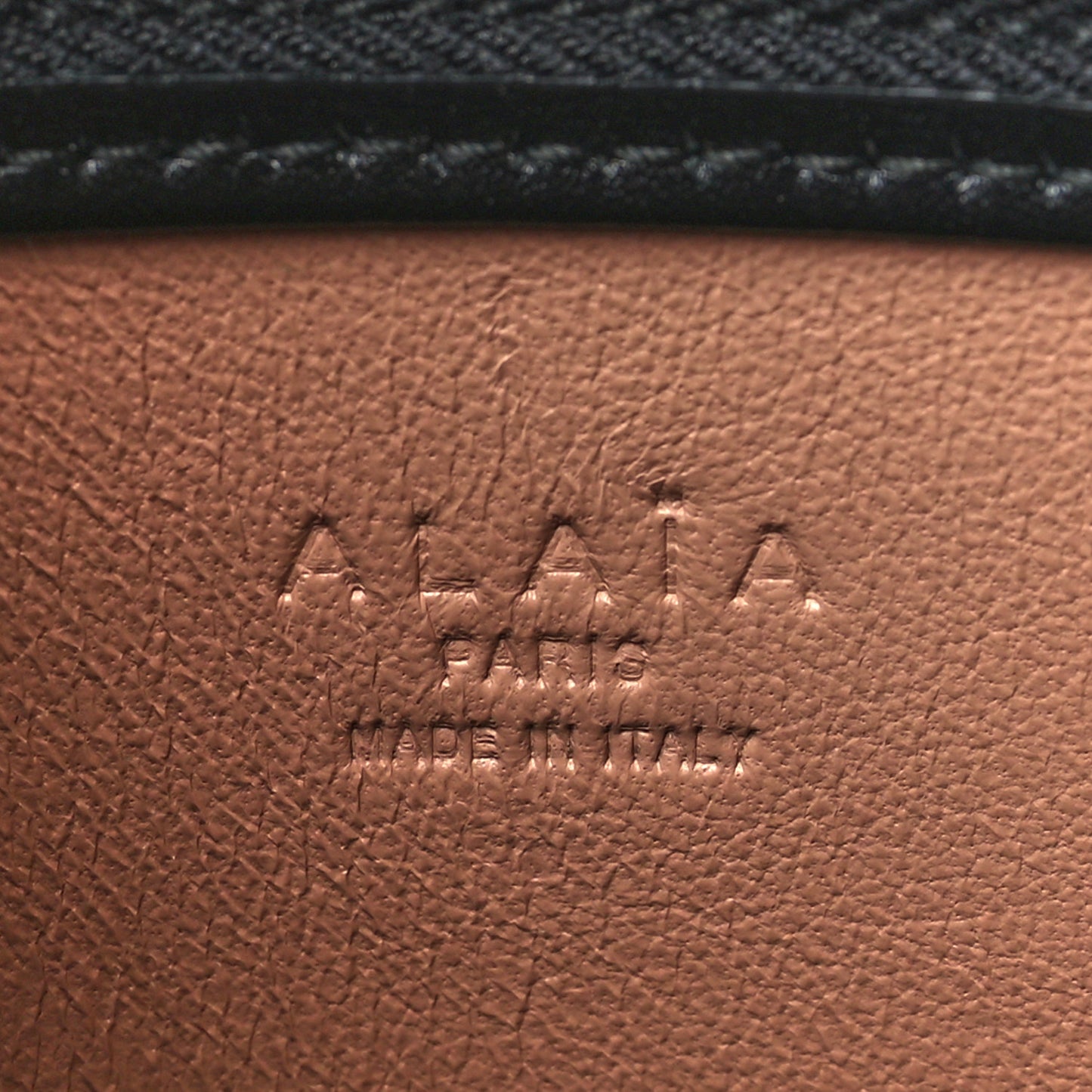 Calfskin Laser Cut Logo Pouch Black
