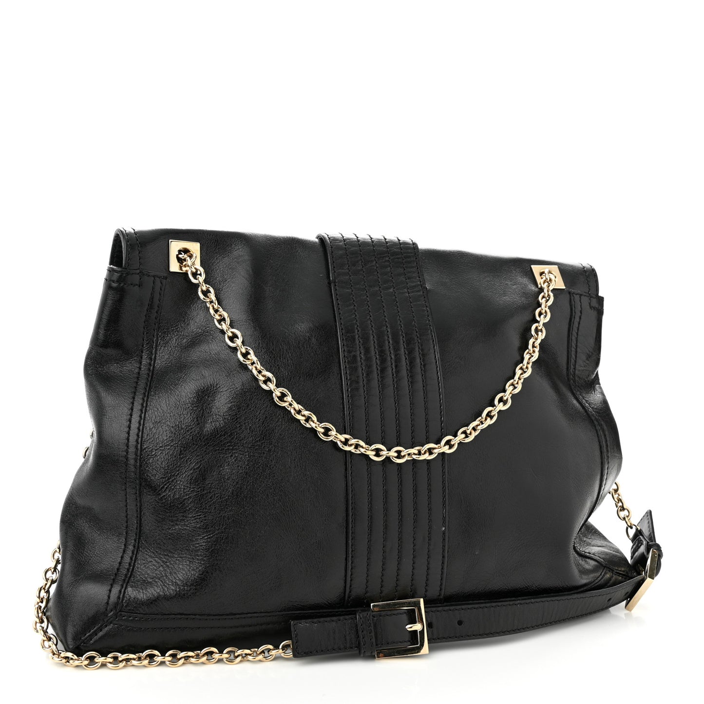 Vitello Acqua Maxi Baguette Shoulder Bag Black