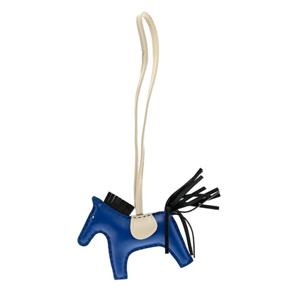 Hermes Milo Lambskin Grigri Rodeo Horse Bag Charm PM Bleu France Black Craie 1 of 4