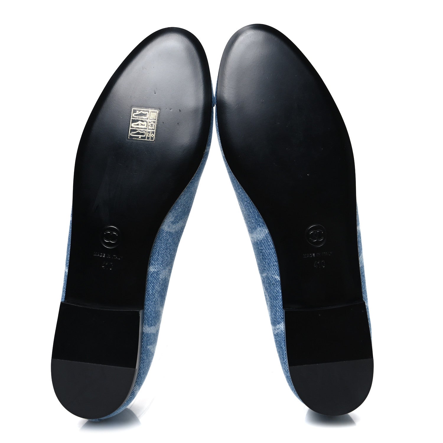 Chanel Denim Printed CC Cap Toe Ballerina Flats 41 Light Blue White 7 of 11