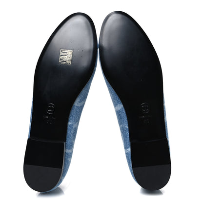 Chanel Denim Printed CC Cap Toe Ballerina Flats 41 Light Blue White 7 of 11