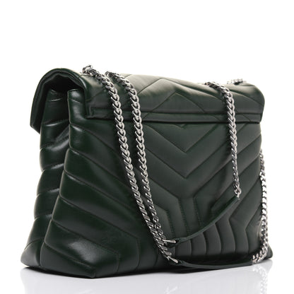 Saint Laurent Calfskin Y Quilted Monogram Medium Loulou Chain Satchel Olive 3 of 20