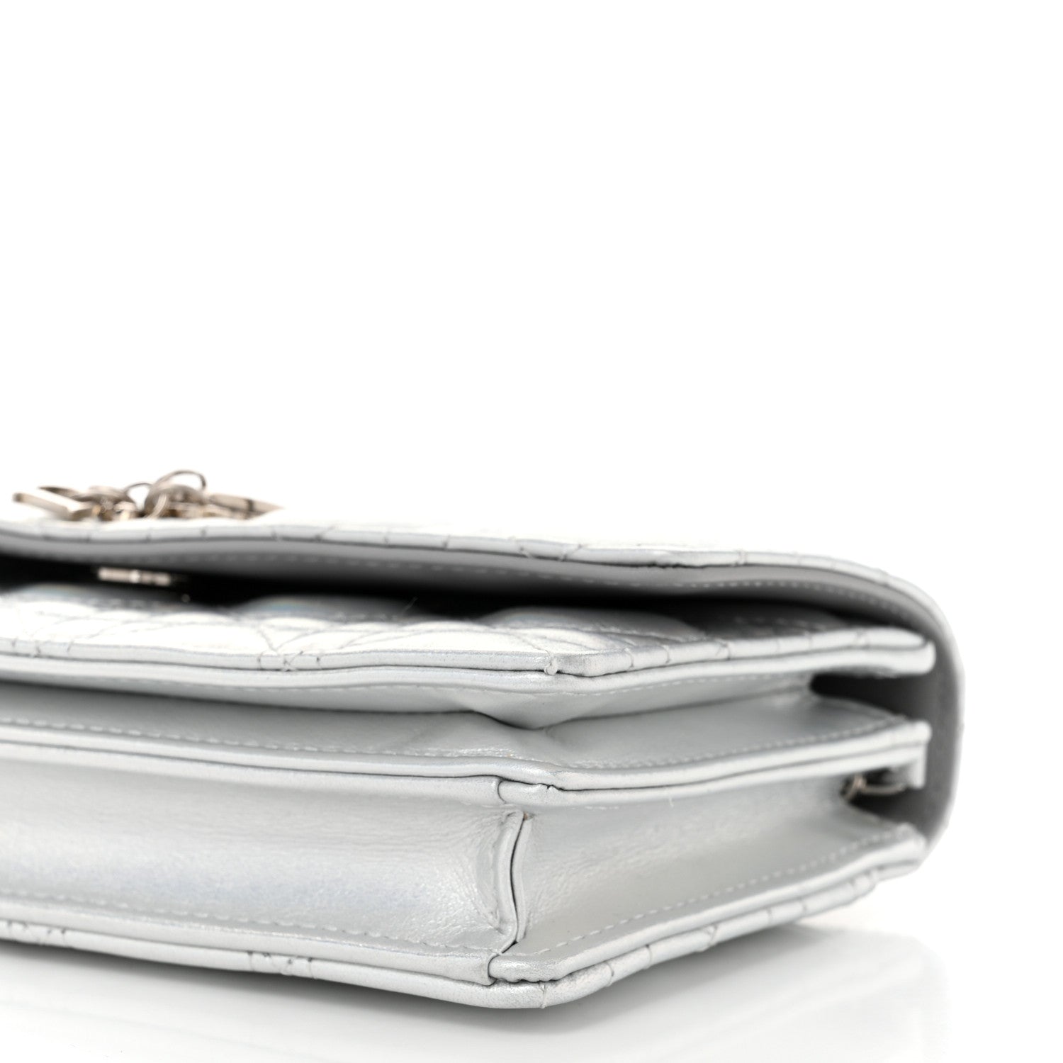 Christian Dior Iridescent Metallic Lambskin Cannage Mini My Dior Bag Silver 10 of 11