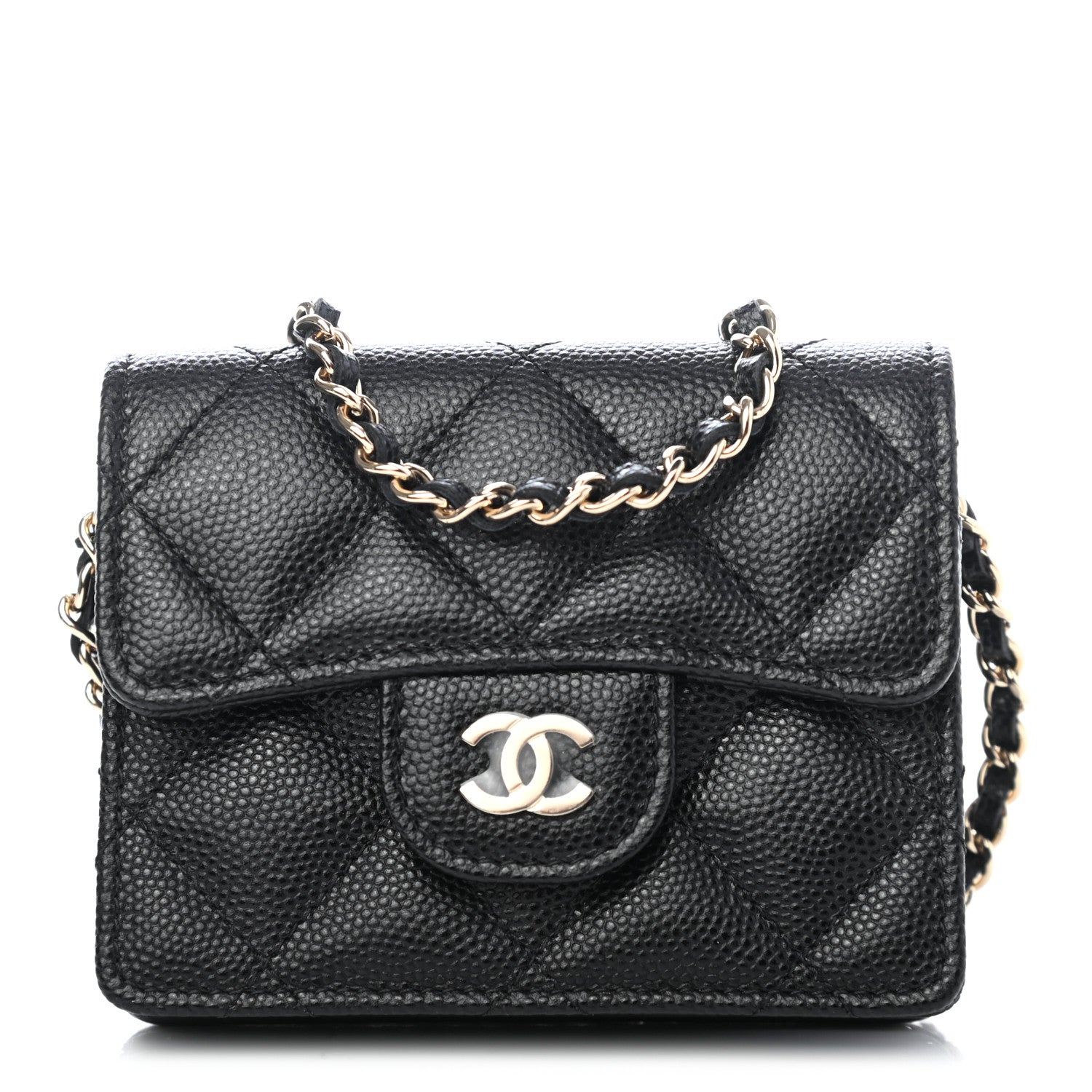 Chanel Caviar Quilted Flap Card Holder On Chain Black 1 of 4