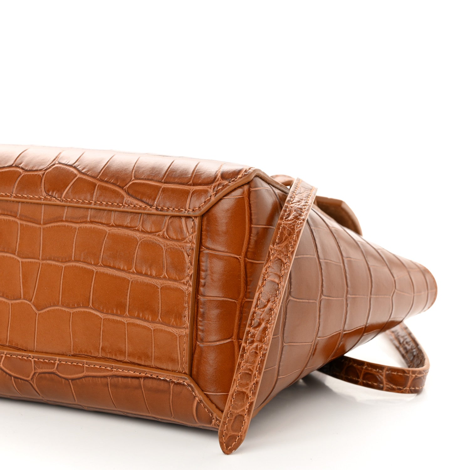 Celine Calfskin Crocodile Embossed Nano Belt Bag Camel 9 of 9