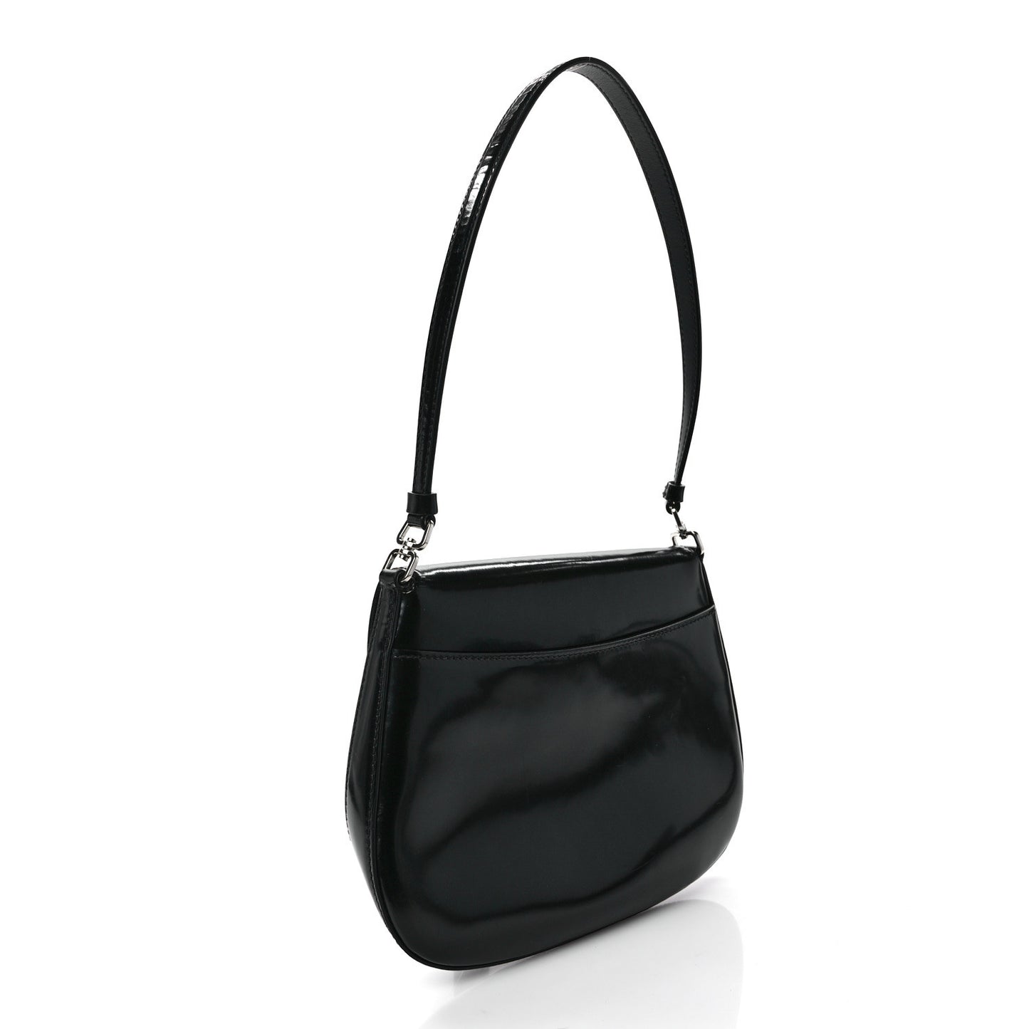 Spazzolato Cleo Flap Shoulder Bag Black