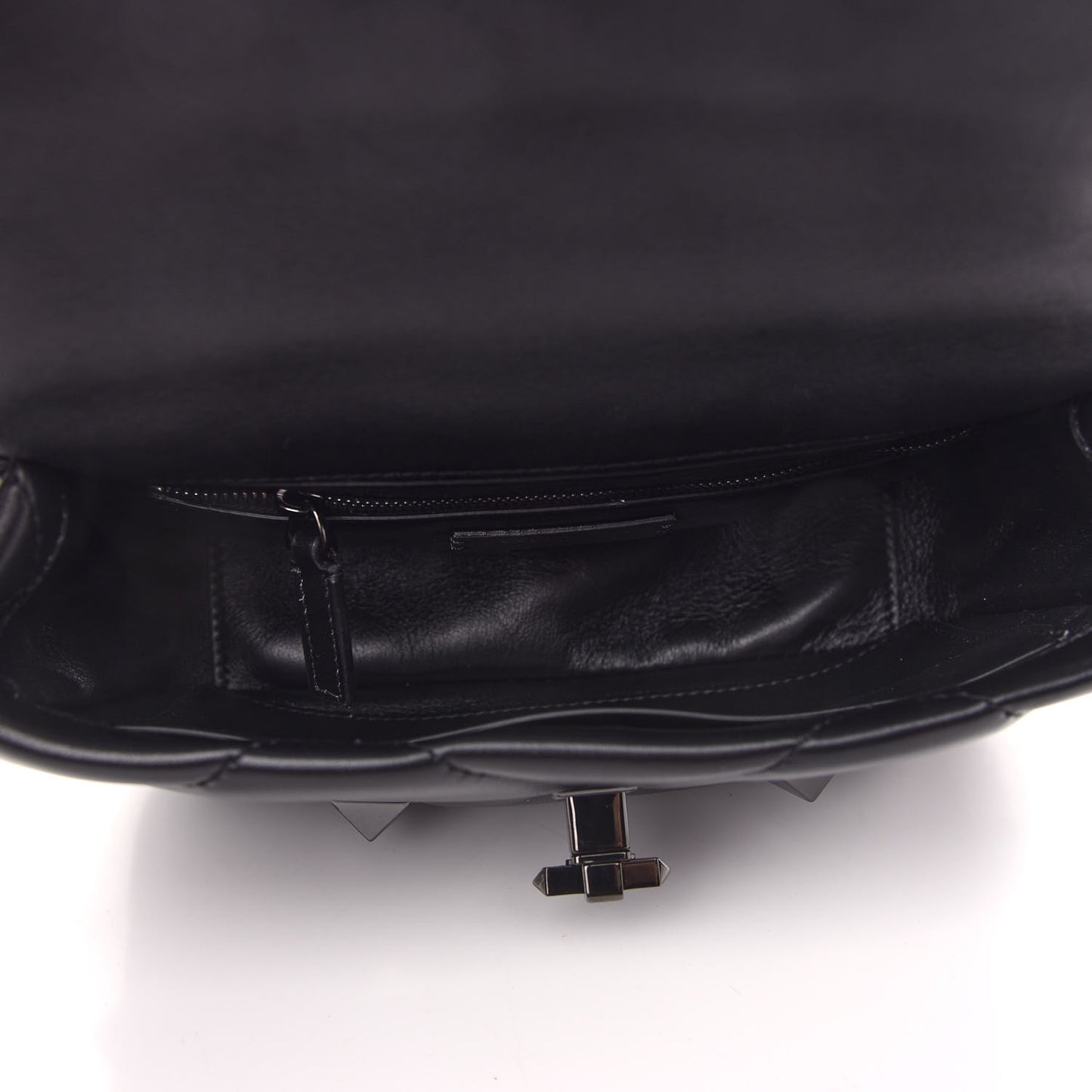 Nappa Monochrome Medium Roman Stud Shoulder Bag Black