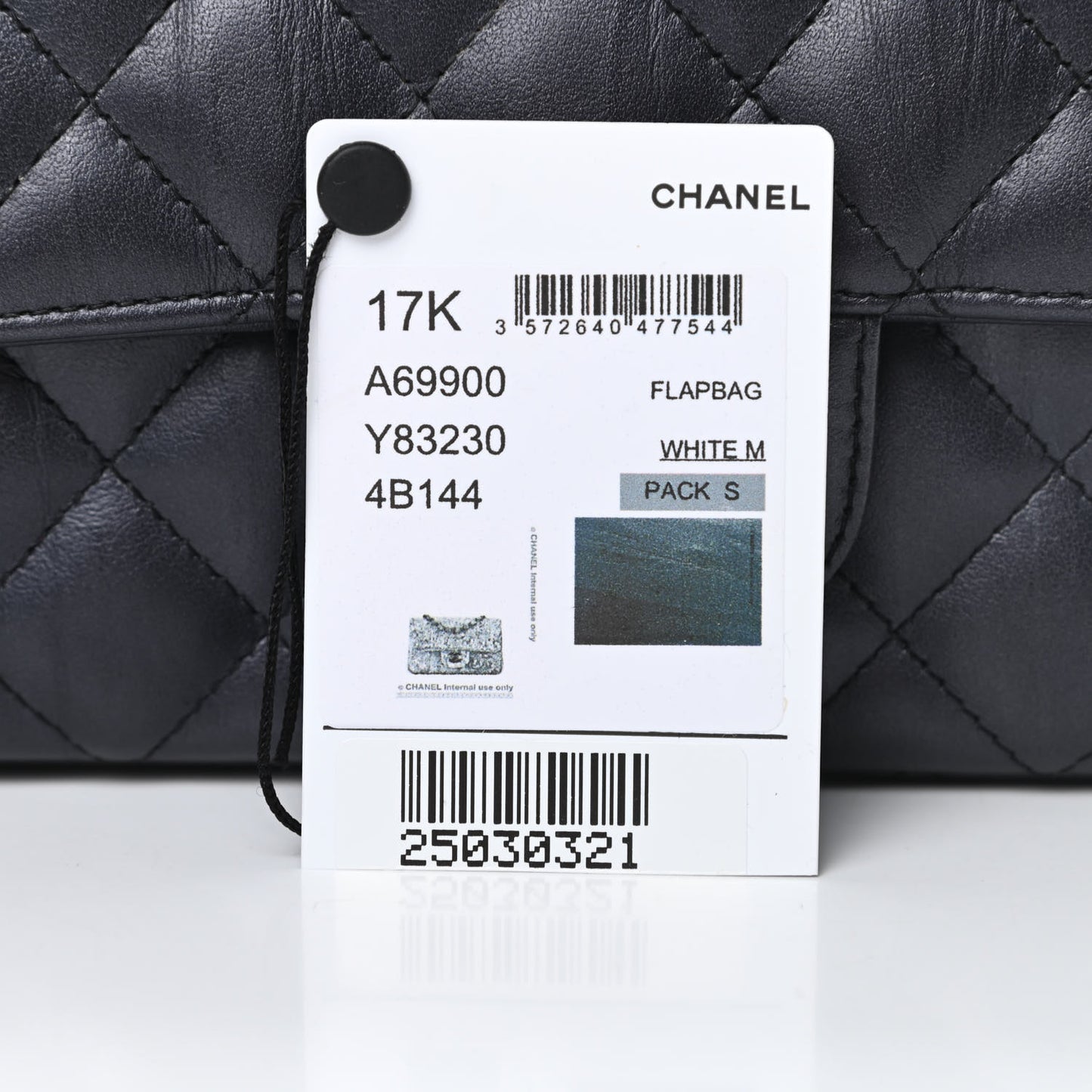 Iridescent Calfskin Quilted Mini Rectangular Flap Charcoal