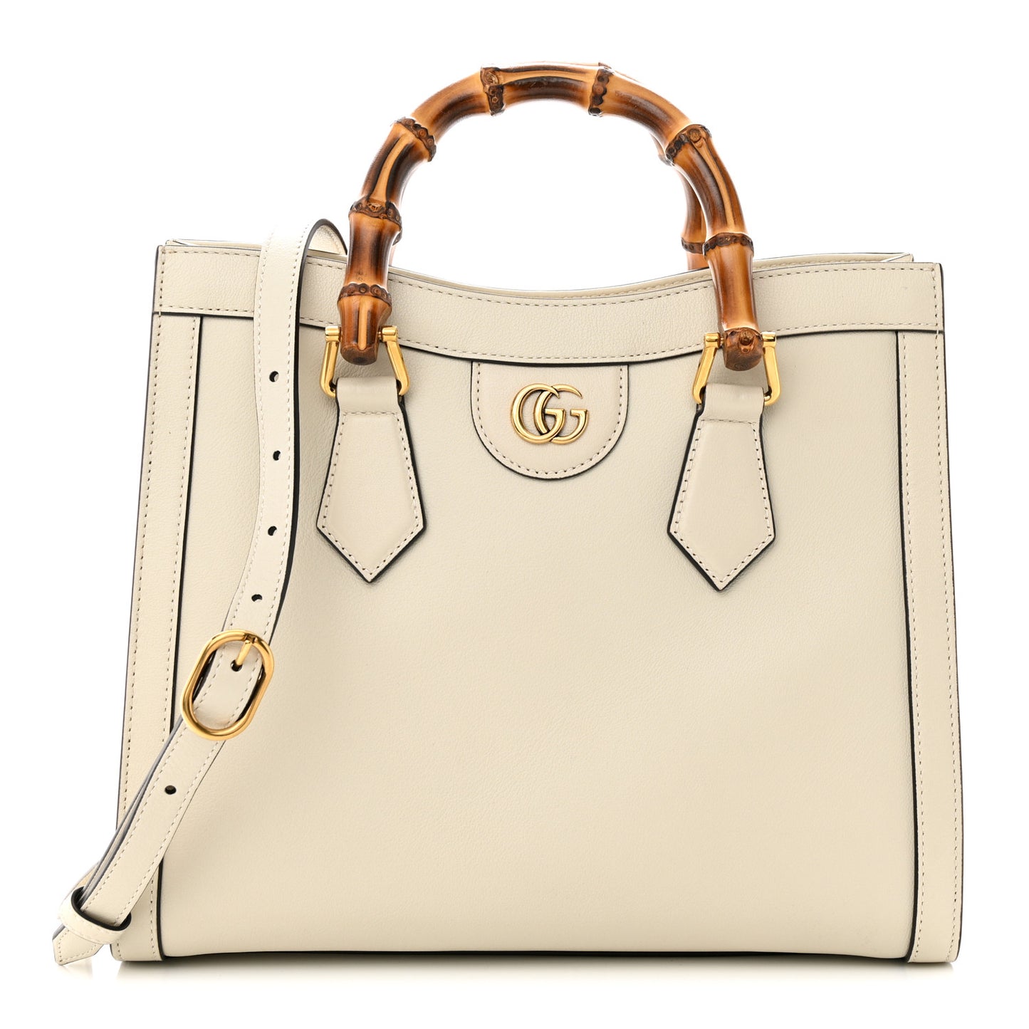 Wonka Grain Calfskin Small Diana Tote Bag Mystic White Cuir