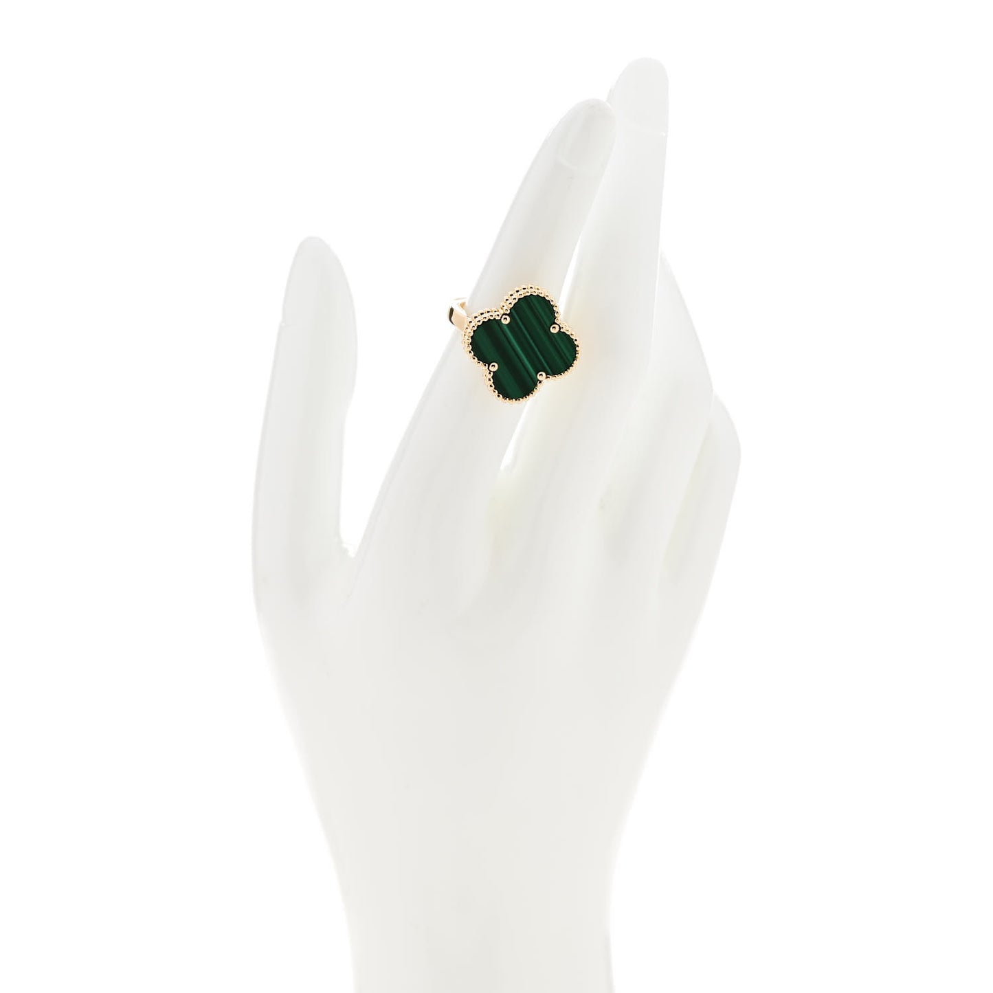 18K Yellow Gold Malachite Magic Alhambra Ring 50 5.25