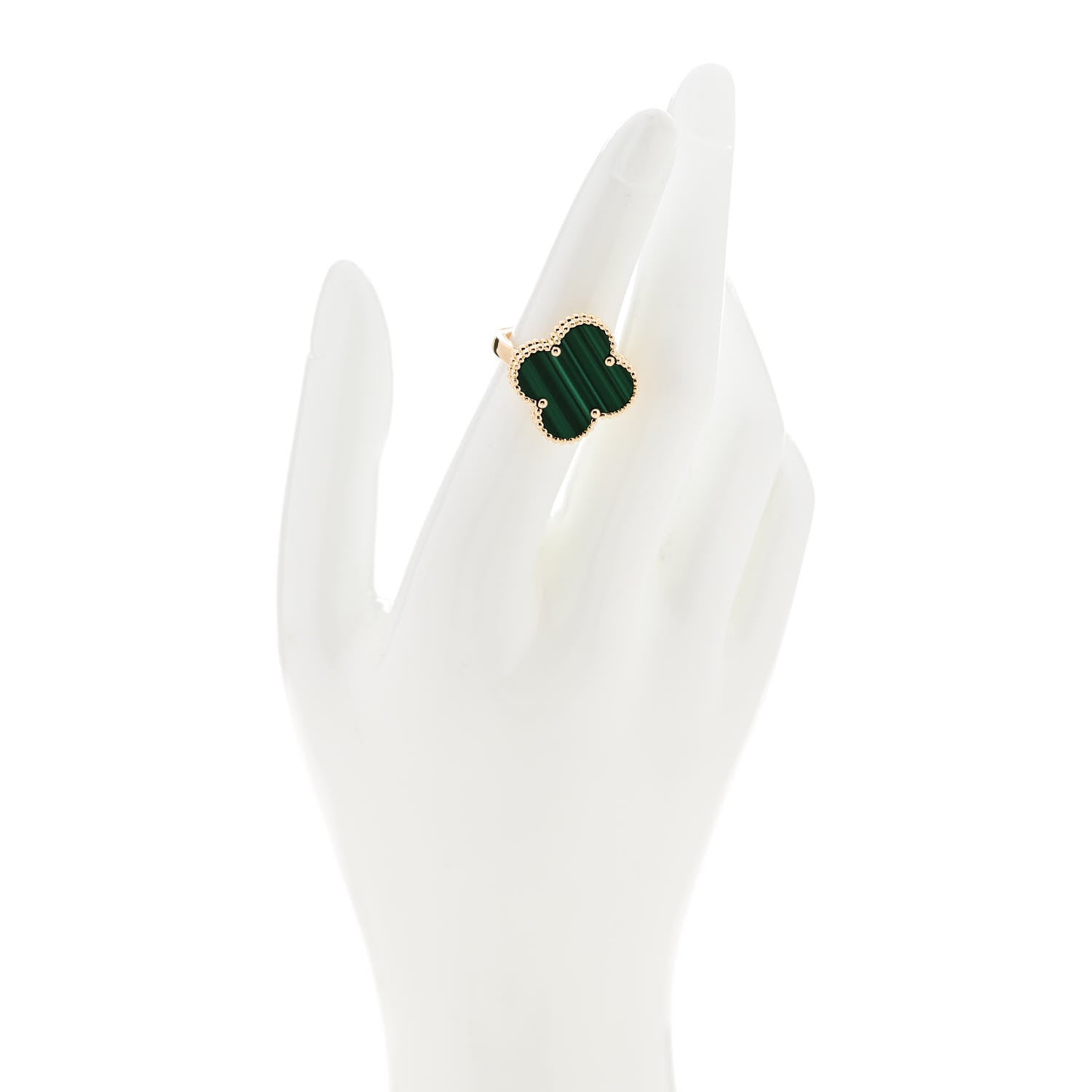 Van Cleef & Arpels 18K Yellow Gold Malachite Magic Alhambra Ring 50 5.25 3 of 6
