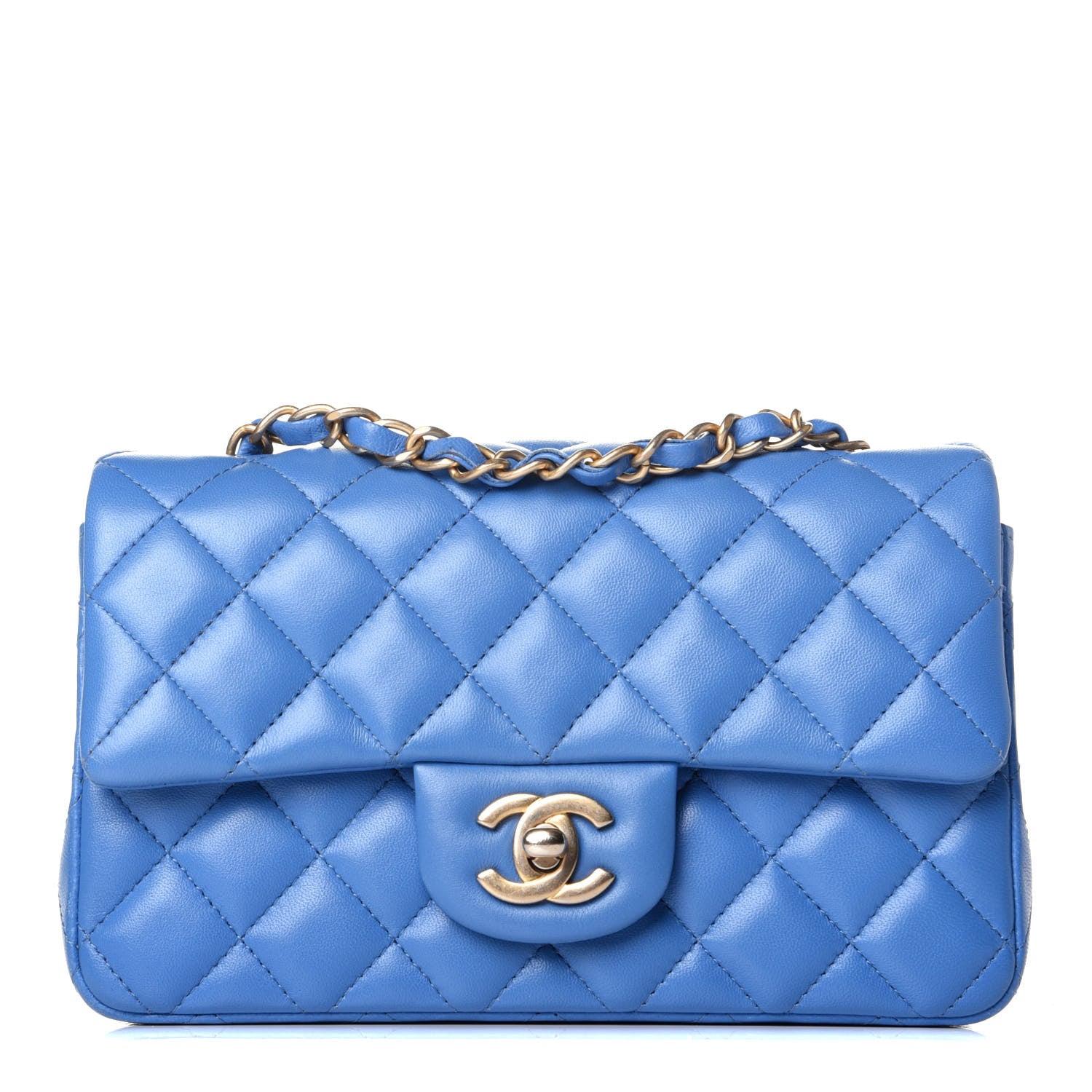 Chanel Lambskin Quilted Mini Rectangular Flap Blue 1 of 10