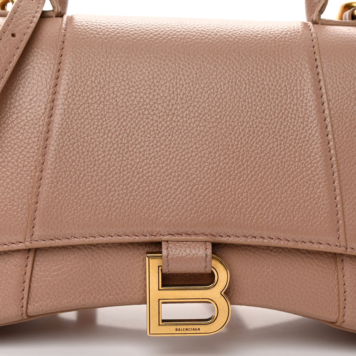 Balenciaga Grained Calfskin Small Hourglass Top Handle Bag Nude Beige 7 of 13